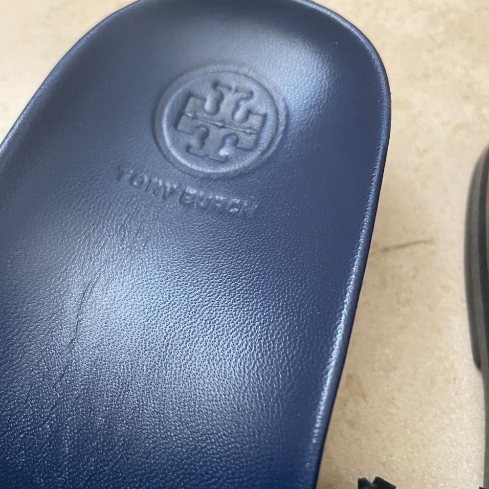 TORY BURCH Embellished Leather Slides Size 5 - Picture 4 of 6